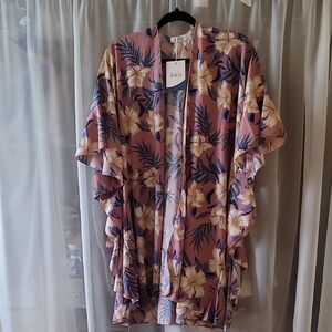 Floral Kimono with Tropical Print
